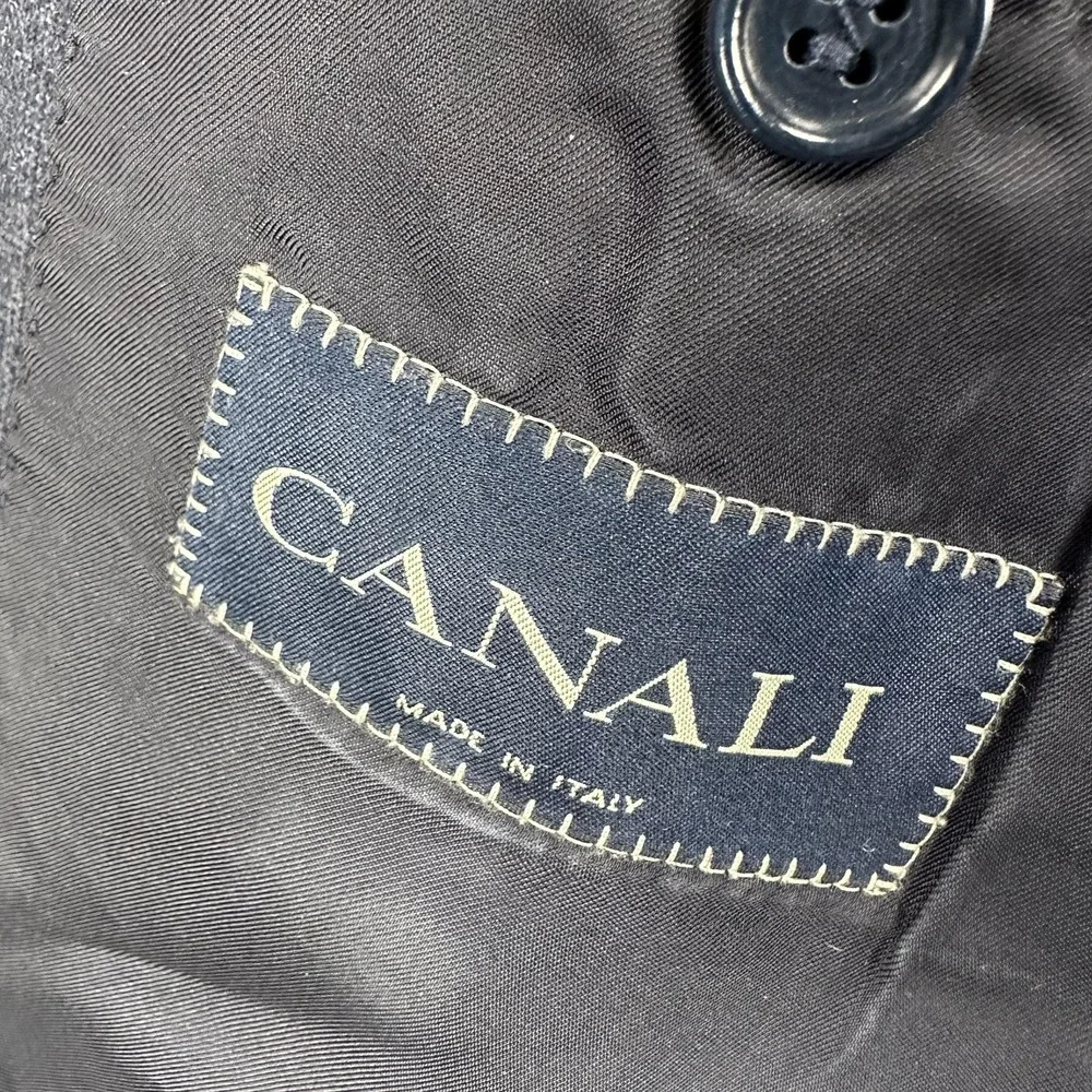 Canali Suit Jacket Mens 48‎ (58 Italy) Gray Check Super 120s Wool Made Italy